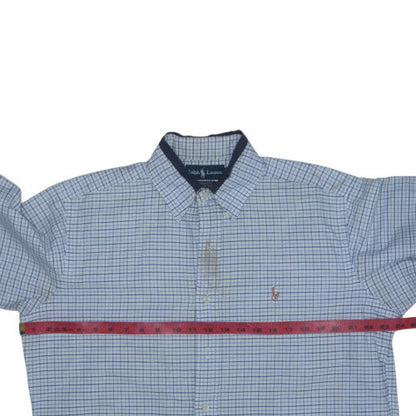 Ralph Lauren Men’s Blue Check Cotton Yarmouth Button-Down Shirt 15.5
