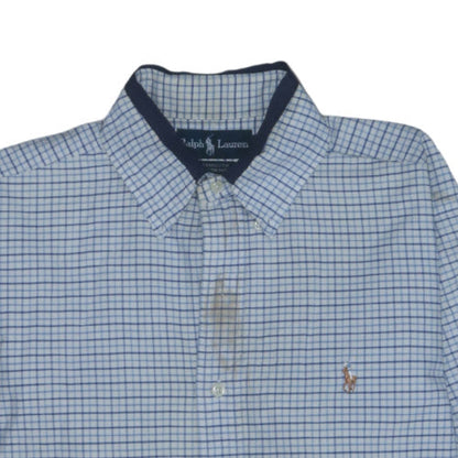 Ralph Lauren Men’s Blue Check Cotton Yarmouth Button-Down Shirt 15.5