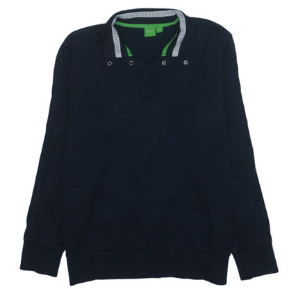 Hugo Boss Men's Navy Henley Sweatshirt XL Cotton Classic Style
