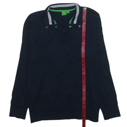 Hugo Boss Men's Navy Henley Sweatshirt XL Cotton Classic Style