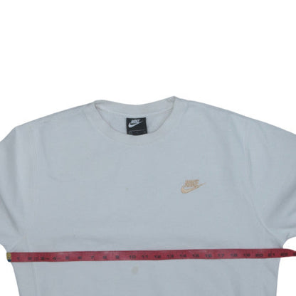 Nike Men's White Small Crew Neck Pullover Fleece Sweatshirt