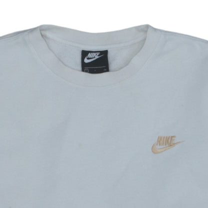 Nike Men's White Small Crew Neck Pullover Fleece Sweatshirt