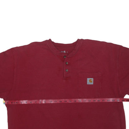 Carhartt Men's Red Short Sleeve Henley Cotton T-Shirt XL Workwear