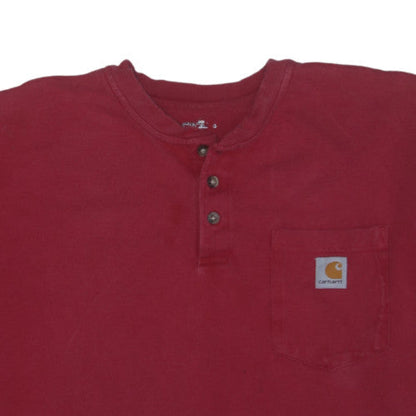 Carhartt Men's Red Short Sleeve Henley Cotton T-Shirt XL Workwear