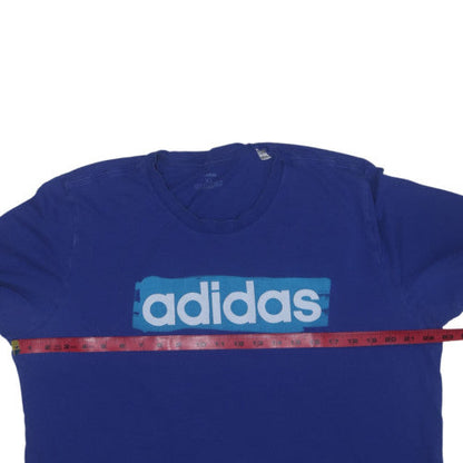Adidas Men's Blue XL Crew Neck Cotton Graphic T-Shirt