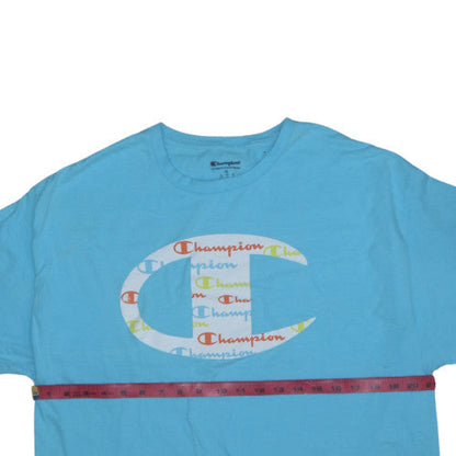 Champion Men's Blue XL Short Sleeve Crew Neck Graphic T-Shirt
