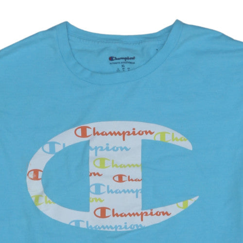 Champion Men's Blue XL Short Sleeve Crew Neck Graphic T-Shirt