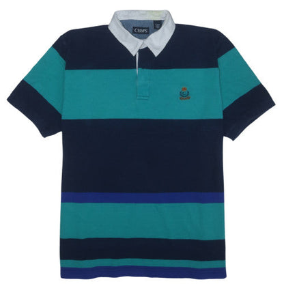 Chaps Men's Blue Striped Cotton Polo Shirt XL Preppy Style