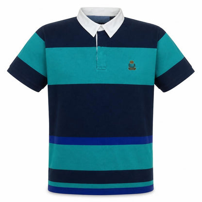 Chaps Men's Blue Striped Cotton Polo Shirt XL Preppy Style
