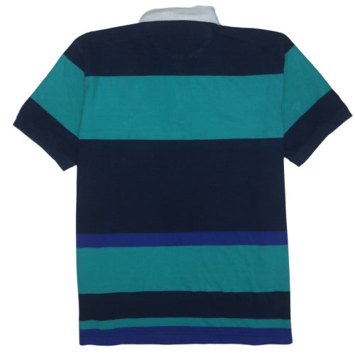 Chaps Men's Blue Striped Cotton Polo Shirt XL Preppy Style