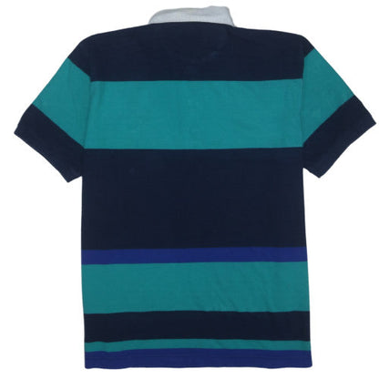 Chaps Men's Blue Striped Cotton Polo Shirt XL Preppy Style