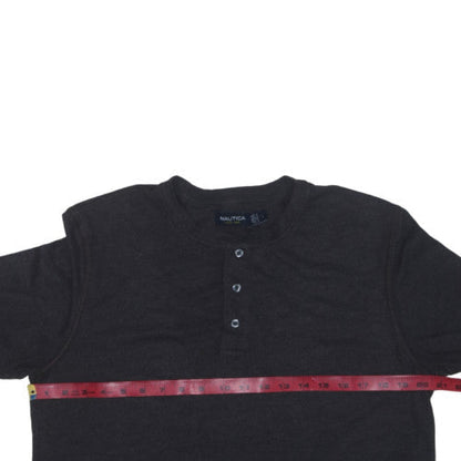 Nautica Men's Black Henley Short Sleeve T-Shirt Size L