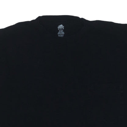 Adidas Men Black XL Cotton Crew Neck Short Sleeve T-Shirt