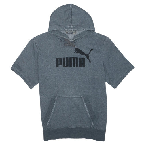 Puma Men's Grey Short Sleeve Pullover Hoodie Size L