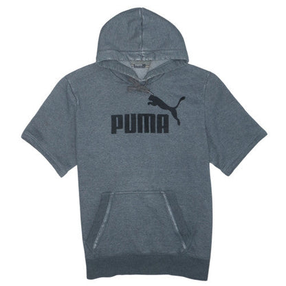 Puma Men's Grey Short Sleeve Pullover Hoodie Size L