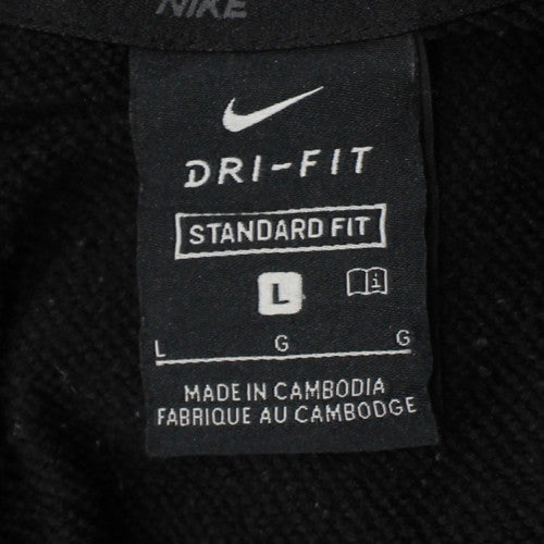 Nike Men's Black Pullover Hoodie L Logo Dri-Fit Sweatshirt