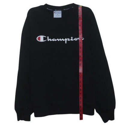 Champion Men's Black Pullover Sweatshirt M Crew Neck Logo Fleece