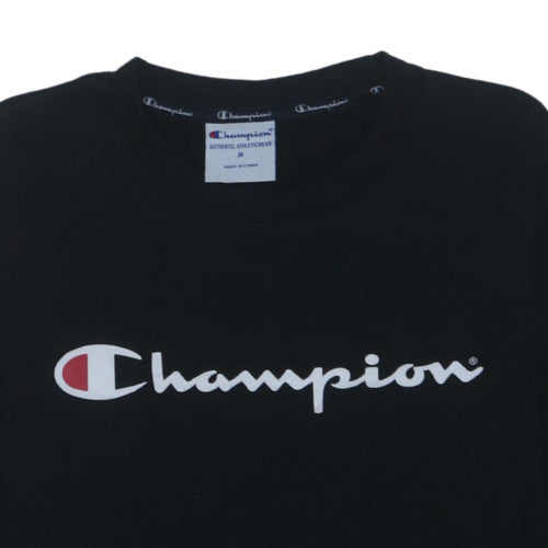 Champion Men's Black Pullover Sweatshirt M Crew Neck Logo Fleece