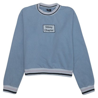 Stussy Women Blue Crew Neck Pullover Sweatshirt Size 8