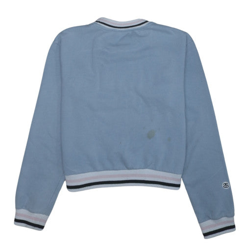 Stussy Women Blue Crew Neck Pullover Sweatshirt Size 8