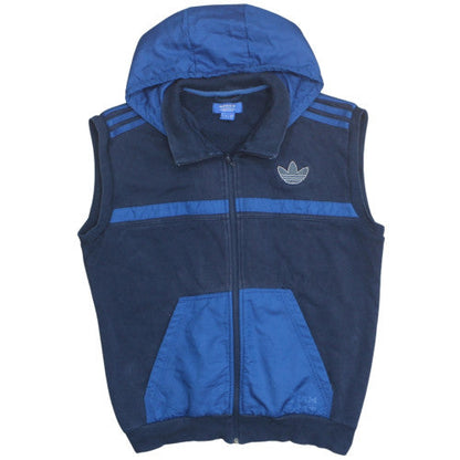 adidas Men's Blue Full Zip Sleeveless Hoodie Vest M