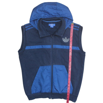 adidas Men's Blue Full Zip Sleeveless Hoodie Vest M
