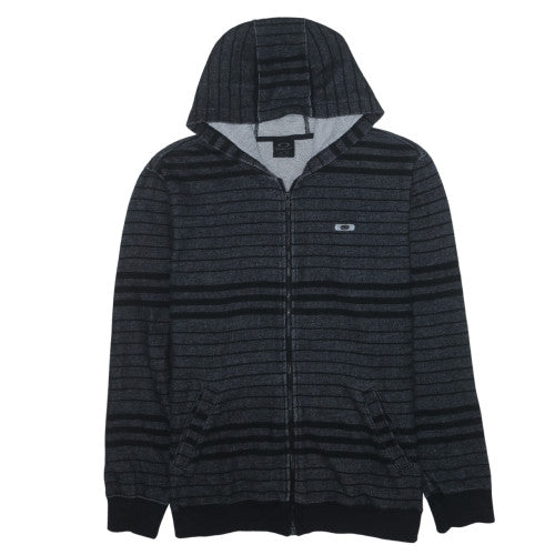 Oakley Men's Grey Striped Full Zip Hoodie XL - Casual Winter Sweatshirt