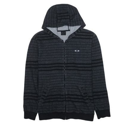 Oakley Men's Grey Striped Full Zip Hoodie XL - Casual Winter Sweatshirt