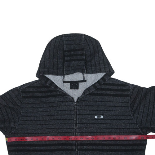 Oakley Men's Grey Striped Full Zip Hoodie XL - Casual Winter Sweatshirt