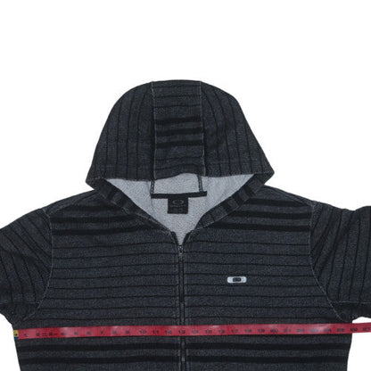 Oakley Men's Grey Striped Full Zip Hoodie XL - Casual Winter Sweatshirt