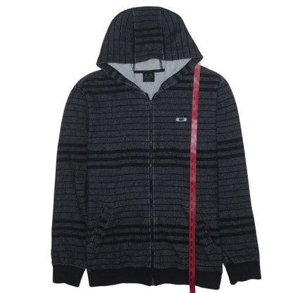 Oakley Men's Grey Striped Full Zip Hoodie XL - Casual Winter Sweatshirt