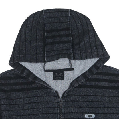 Oakley Men's Grey Striped Full Zip Hoodie XL - Casual Winter Sweatshirt