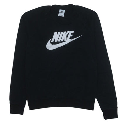 Nike Women's Black Small Pullover Sweatshirt Crew Neck Logo Cotton Blend