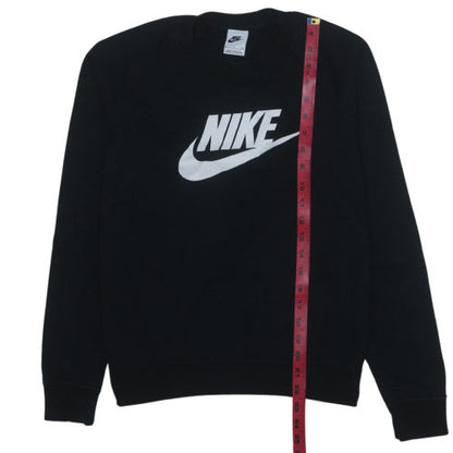 Nike Women's Black Small Pullover Sweatshirt Crew Neck Logo Cotton Blend