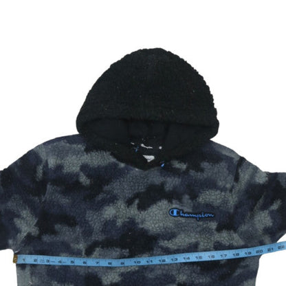 Champion Mens Blue Camouflage Fleece Pullover Hoodie Size S
