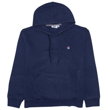 FILA Men's Blue Pullover Hoodie L Logo Fleece Sweatshirt