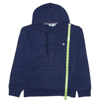FILA Men's Blue Pullover Hoodie L Logo Fleece Sweatshirt
