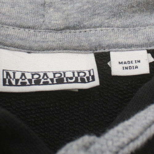 Napapijri Men’s Black Pullover Hoodie M Embroidered Flag Logo