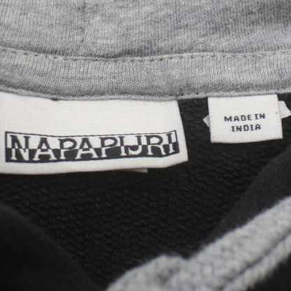 Napapijri Men’s Black Pullover Hoodie M Embroidered Flag Logo