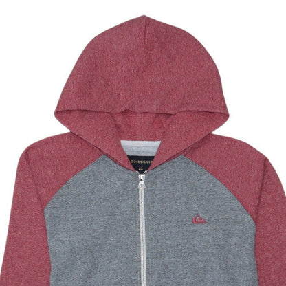 Quiksilver Men's Grey & Red Full Zip Hoodie Size L