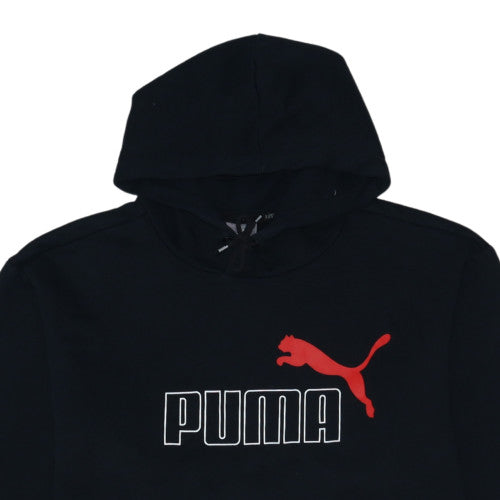 Puma Men's Black 2XL Pullover Hoodie with Logo Detail