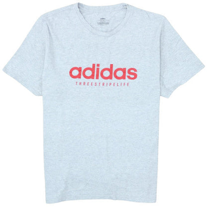 Adidas Men’s Grey XL T-Shirt Three Stripe Life Sports Logo Top