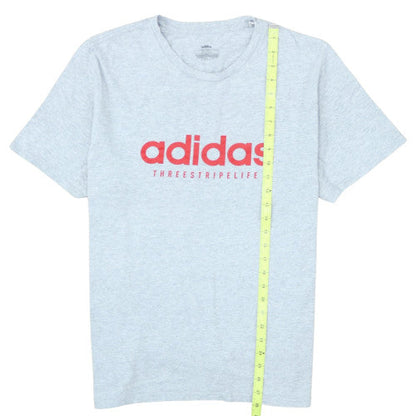 Adidas Men’s Grey XL T-Shirt Three Stripe Life Sports Logo Top
