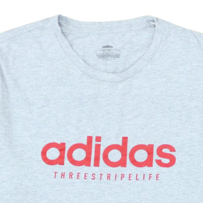 Adidas Men’s Grey XL T-Shirt Three Stripe Life Sports Logo Top