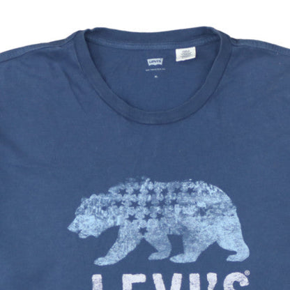 Levi's Men's Blue Graphic Bear Logo Crew Neck Cotton T-Shirt XL