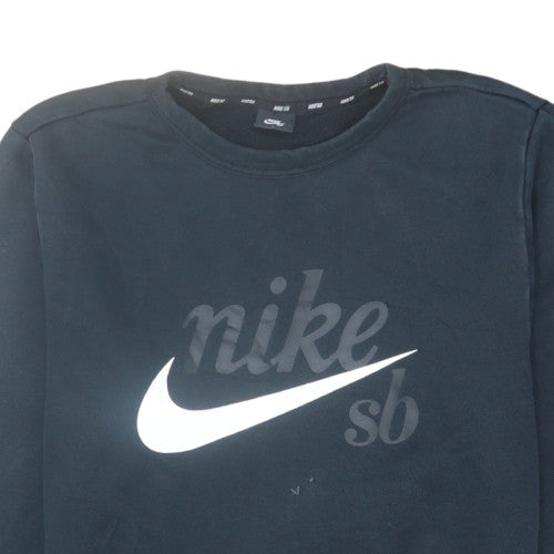 Nike SB Women's Black Large Pullover Sweatshirt Cotton Blend Logo Print