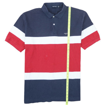 Nautica Men's Navy Red White Striped Cotton Polo Shirt XL