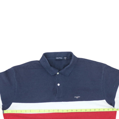 Nautica Men's Navy Red White Striped Cotton Polo Shirt XL