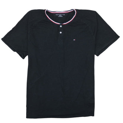 Tommy Hilfiger Men's Black 3XL Short Sleeve Henley Cotton T-Shirt