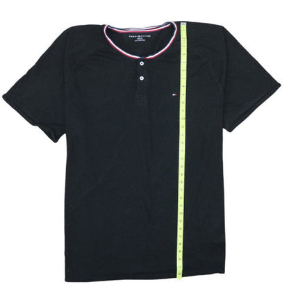 Tommy Hilfiger Men's Black 3XL Short Sleeve Henley Cotton T-Shirt